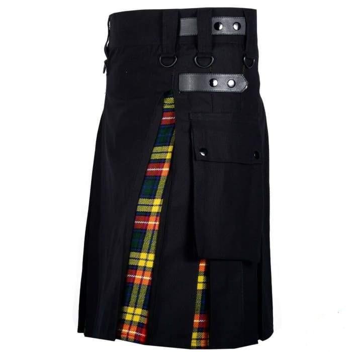 Kilt hybride et tartan Buchanan en coton noir