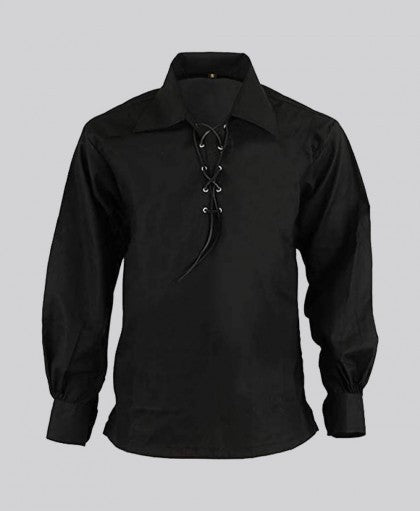 Chemise Ghillie noire pour kilt écossais