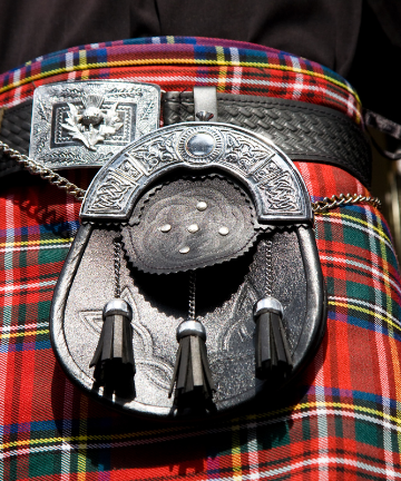 Sporran en cuir noir gaufré