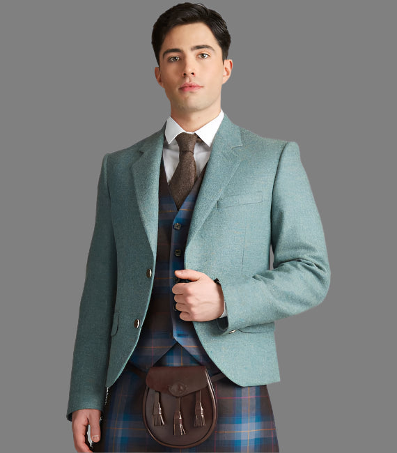 Blue Lovat Tweed Jacket Kilt Outfit
