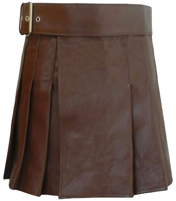 Brown Color Leather Women Kilt