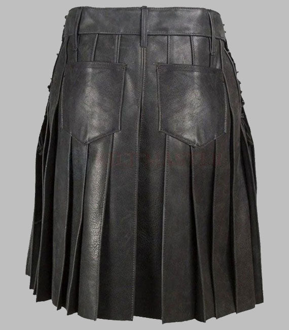 Leather Pleated Fashion Kilt
