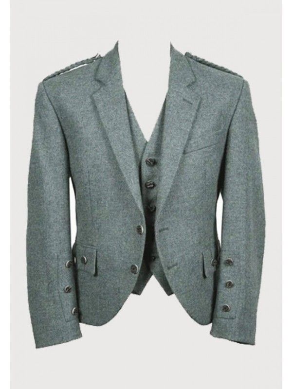 Veste et gilet kilt Lovat vert à motif argyle pour homme