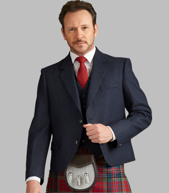 Ocean Blue Tweed Jacket Kilt Outfit