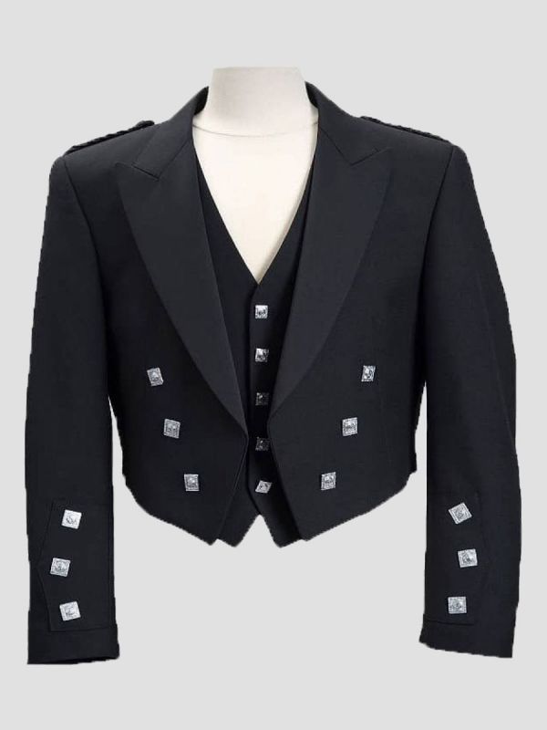 Ensemble moderne en laine noire Prince Charlie