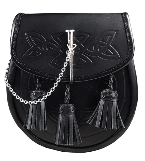 Sporran en cuir avec fermeture à pointes