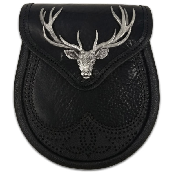 Sporran en cuir de qualité supérieure à tête de cerf