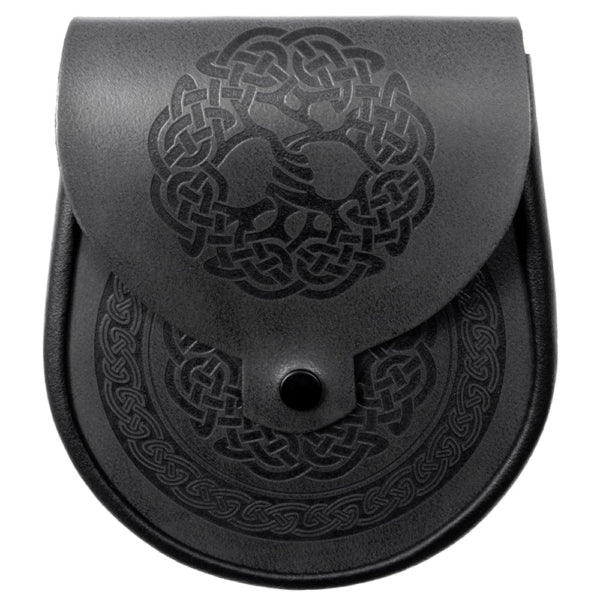 Sporran en cuir de qualité supérieure avec nœud celtique Arbre de vie
