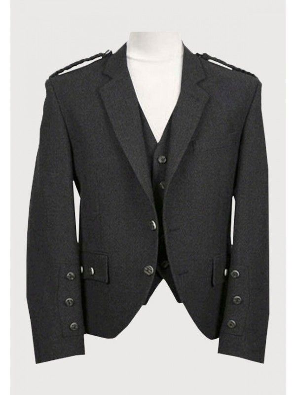 Veste et gilet en tweed anthracite Argyll