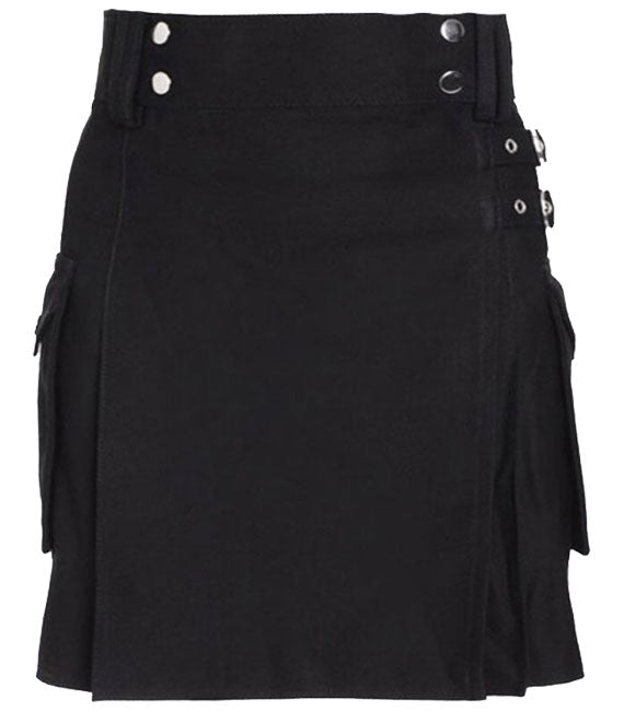 Black Utility Kilt For Women