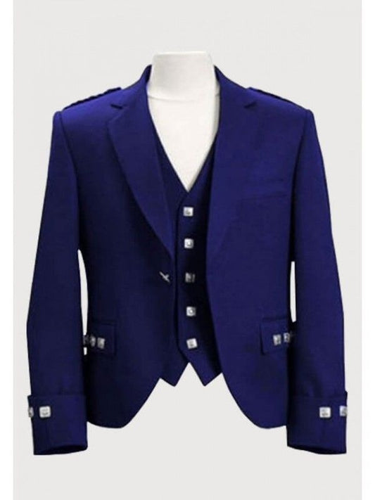 Blue Argyll Jacket And Vest With Five Button's