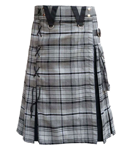 Box Pleated Grey Hamilton Modern Kilt