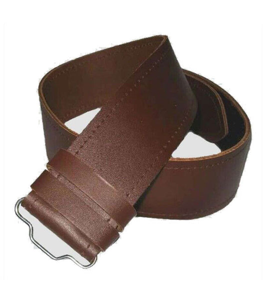 Brown Scottish Traditional Kilt Belt with Celtic Buckle