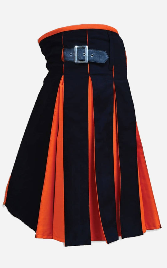 Classic and Stylish Hybrid Black and Orange Kilt For Men