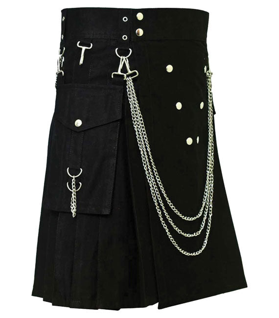 Famous Cargo Utility Kilt With Golden Chains For Realmen