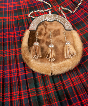 Full Dress Sporran Fox Fur Celtic Cantle