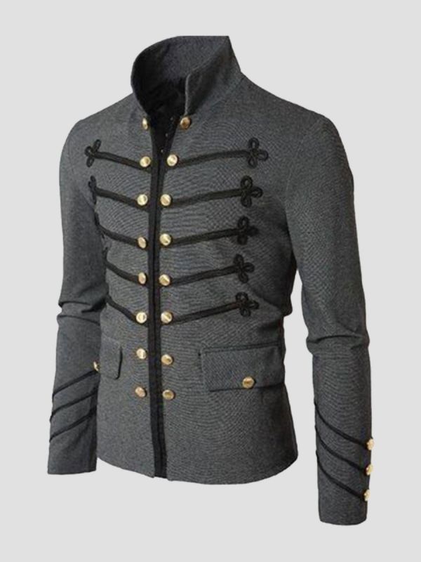 Genuo Retro Men Jacket Military Army Coat Male Vintage Punk