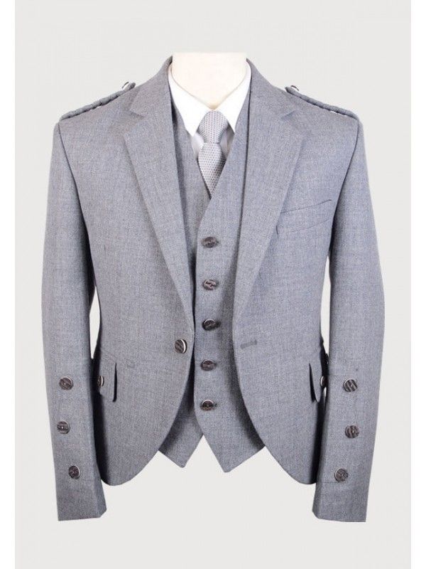 Grey Argyll Jacket And Vest With Tweed