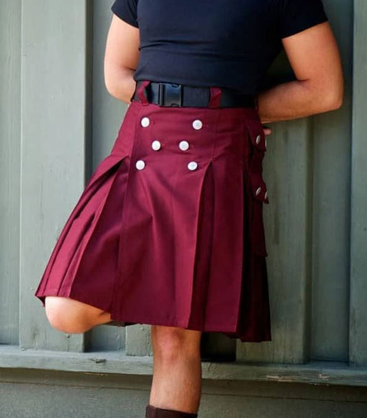 Maroon Tactical Cargo Kilt For Sale