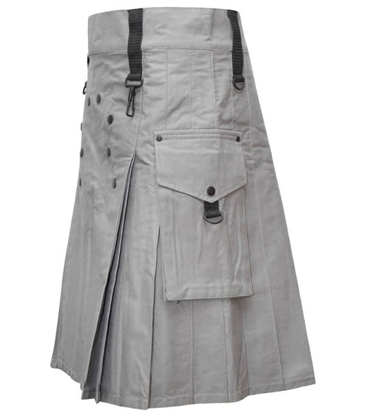 Men Fashion Grey Utility Kilt For Sale