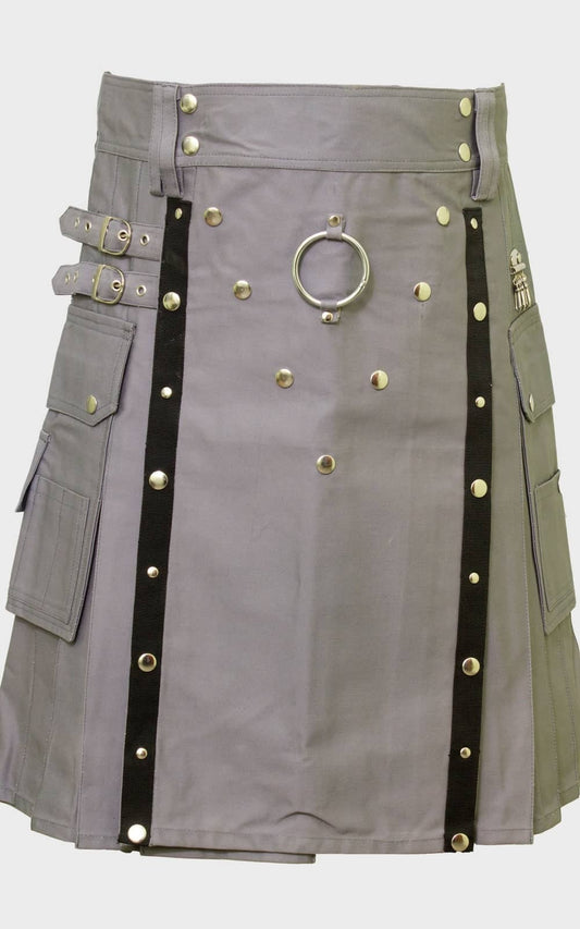 Modern Grey Utility Kilt For Stylishmen