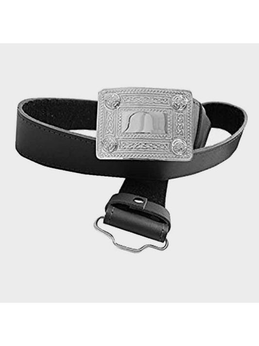 Plain Leather Belt with Silver Kilt Belt Buckle