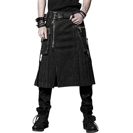 Punk Rave Denim Kilt For Decent Men