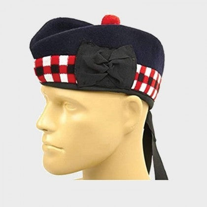 Scottish Glengarry With Red And White Diced Band