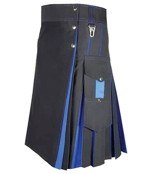 Traditional Black and Blue Hybrid Kilt For Men