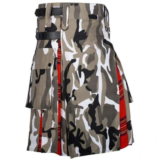 Urban Camo Royal Stewart Tartan Scottish  Hybrid Kilt