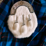 Men’s Full Dress Sporran Black Rabbit Fur Celtic Cantle/Scottish Kilt Sporrans 